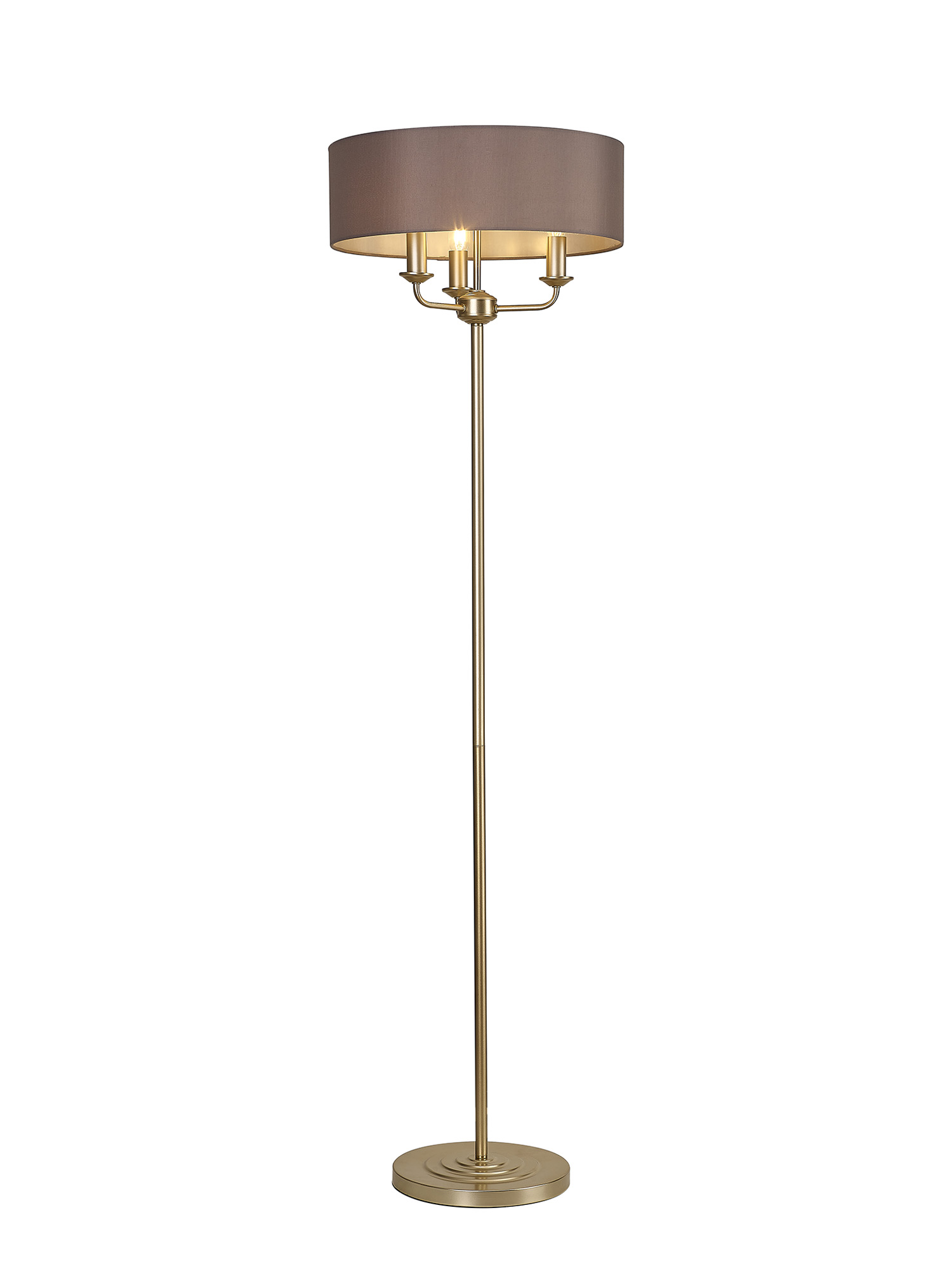 DK0988  Banyan 45cm 3 Light Floor Lamp Champagne Gold, Grey